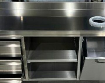 MEUBLE PLAN DE TRAVAIL INOX AVEC POUBELLE